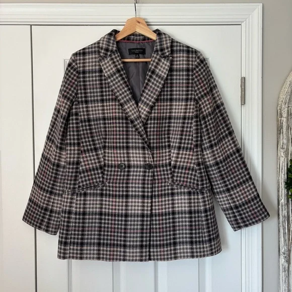Talbots Double Breasted Bradwell Plaid Blazer 14 P Petite Office Career Business - Picture 4 of 11